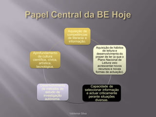 Vantagens da Auto-avaliaçãoValdemar SilvaContribuir para a afirmação e reconhecimento do papel importante da BE