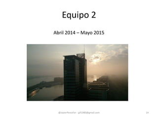 Equipo 2
@JavierPerezFer - jpf1980@gmail.com 14
Abril 2014 – Mayo 2015
 