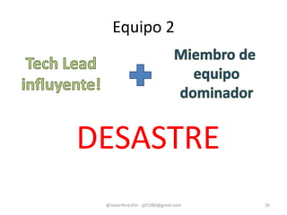 Equipo 2
DESASTRE
@JavierPerezFer - jpf1980@gmail.com 30
 