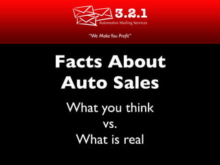 Facts About
Auto Sales
What you think
vs.
What is real
“We MakeYou Proﬁt”
 