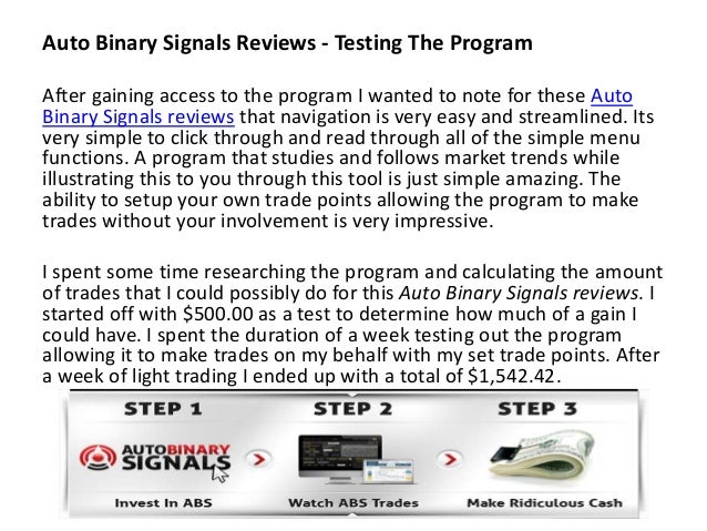 Auto binary trading signals