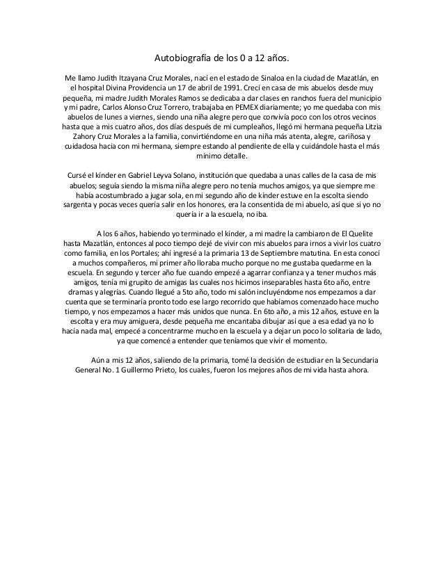 Autobiografía De Los 0 A 12 Años