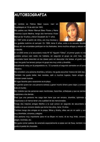 autobiografa de Fatima Baez Leyva