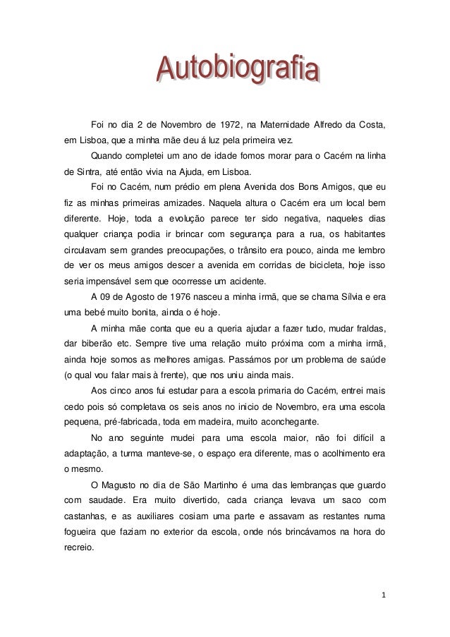 Exemplo De Autobiografia Para Trabalho