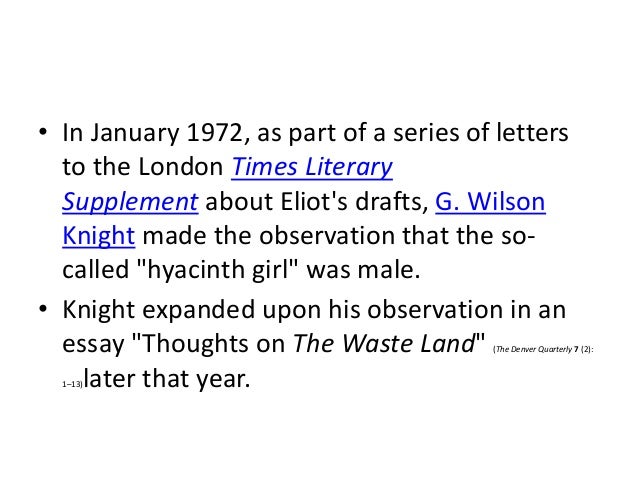 death water and ts eliot essay Essays and criticism on t s eliot t s eliot american literature analysis - essay homework help the brief, ten-line death by water, part 4, presents water as destroyer, cleanser, and paradoxical life-giver in the case of phlebas. death water and ts eliot essay Essays and criticism on t s eliot t s eliot american literature analysis - essay homework help the brief, ten-line death by water, part 4, presents water as destroyer, cleanser, and paradoxical life-giver in the case of phlebas.