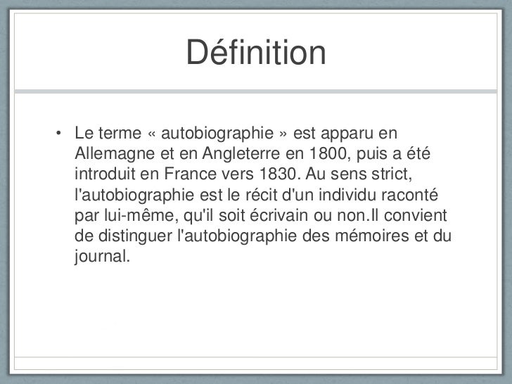 Autobiographie Autobiographie