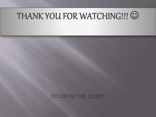 TO GOD BE THE GLORY! 
 