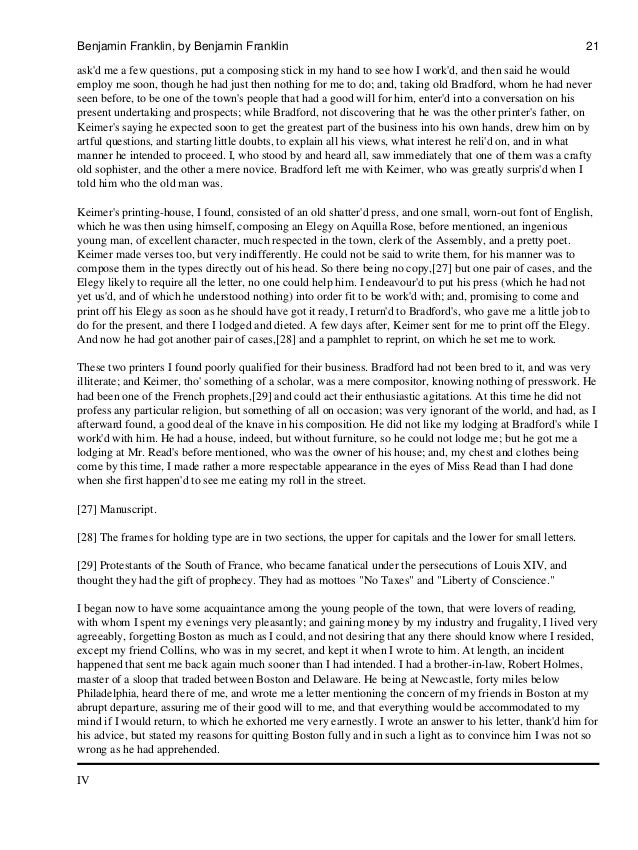 essay questions for the autobiography of benjamin franklin Fart proudly (also called a is the popular name of an essay about flatulence written by benjamin franklin c 1781 while after franklin's death, the essay. essay questions for the autobiography of benjamin franklin Fart proudly (also called a is the popular name of an essay about flatulence written by benjamin franklin c 1781 while after franklin's death, the essay.
