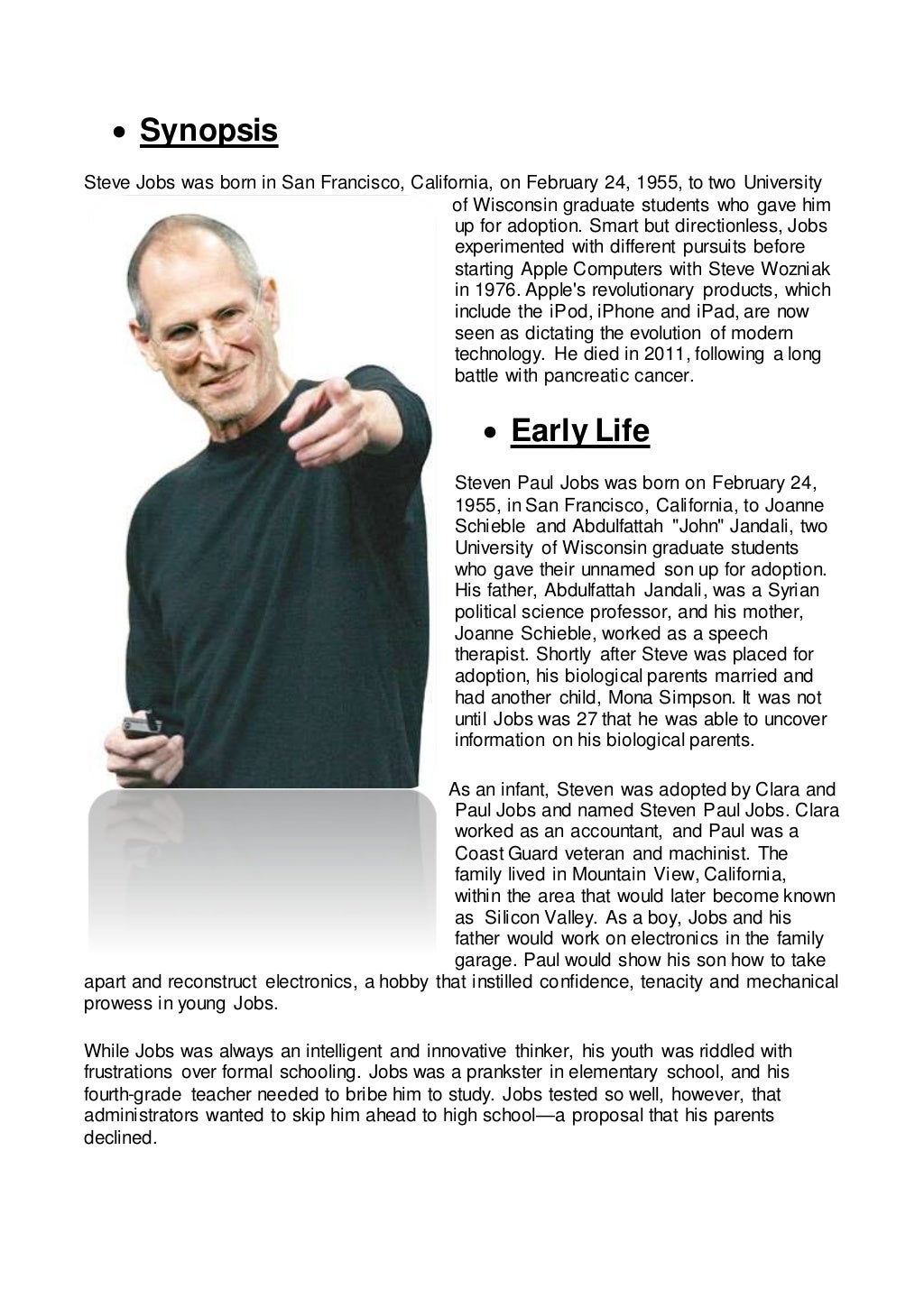 Autobiography of steve jobs