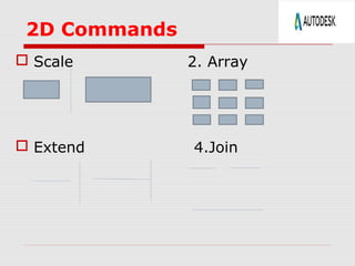 2D Commands
 Scale

 Extend

2. Array

4.Join

 