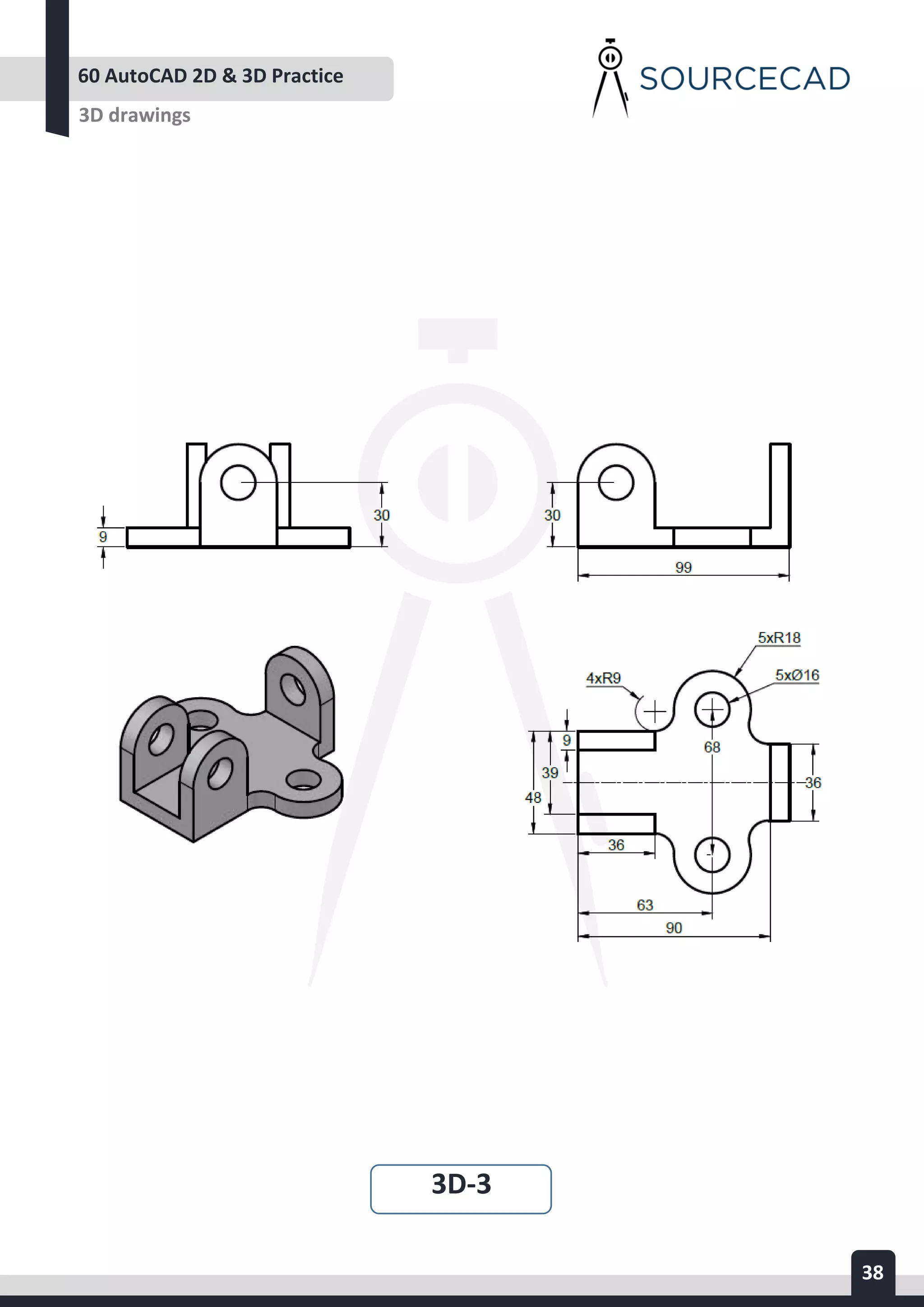 AUTOCAD 2D&3D PRACTICE DRAWING | PDF