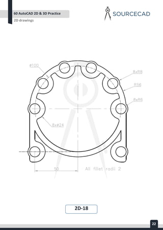 AUTOCAD 2D&3D PRACTICE DRAWING | PDF