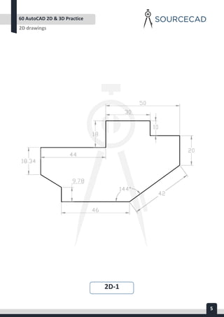 AUTOCAD 2D&3D PRACTICE DRAWING | PDF