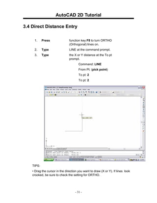Autocad Direct Distance Entry Auto cad20042d tutorial | PDF