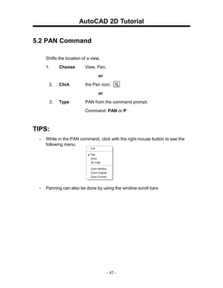 Autocad Pan Command Auto cad20042d tutorial | PDF