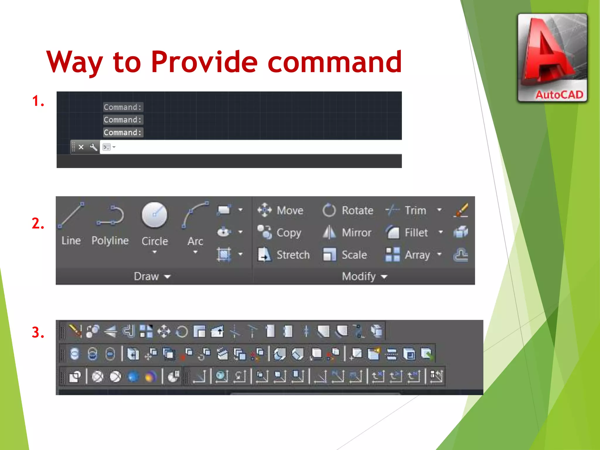 Way to Provide command
1.
2.
3.
 
