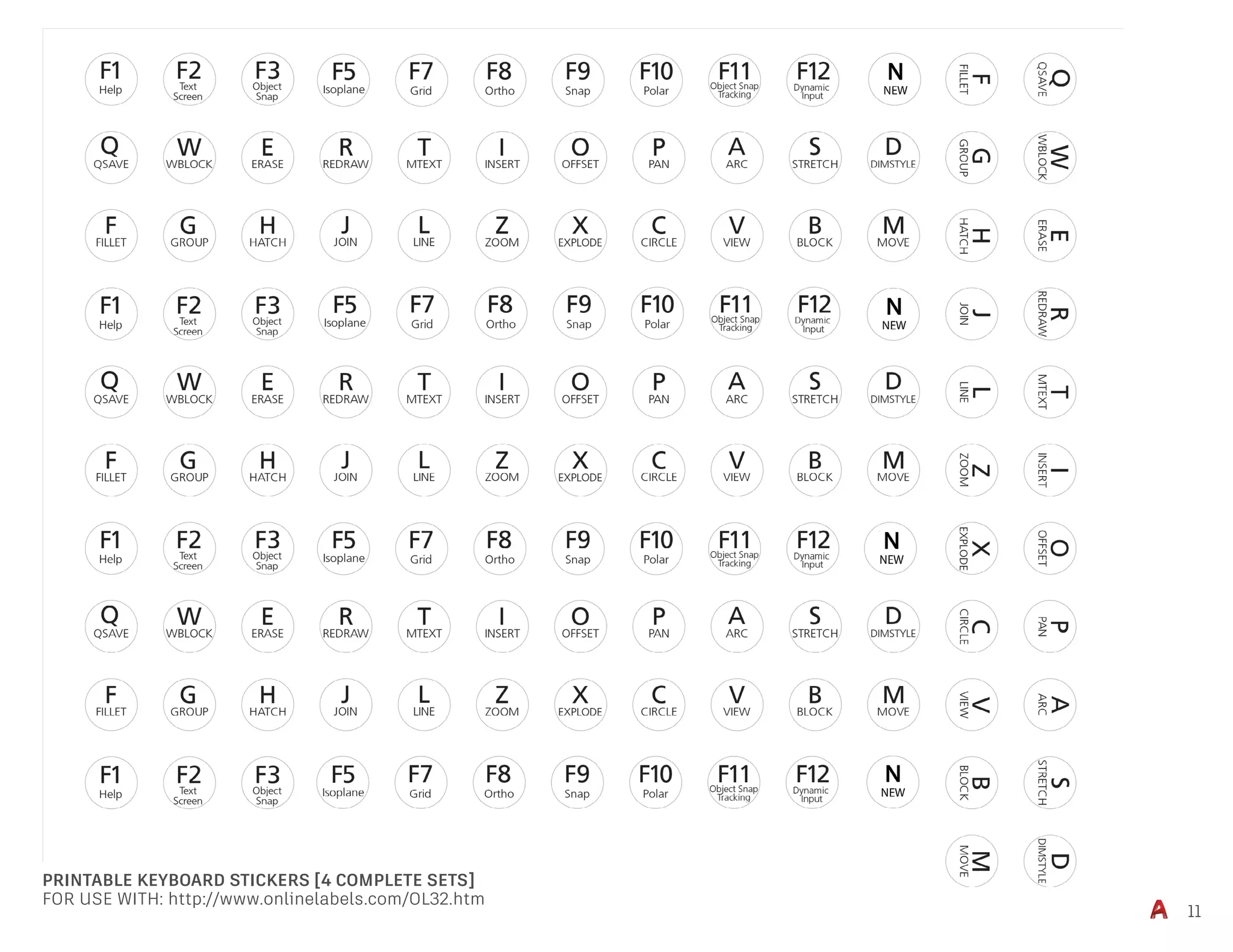 11
PRINTABLE KEYBOARD STICKERS [4 COMPLETE SETS]
FOR USE WITH: http://www.onlinelabels.com/OL32.htm
 