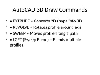 Surface Command Autocad AutoCAD_3D_and_Surface_Modeling.pptx PPT | PPTX