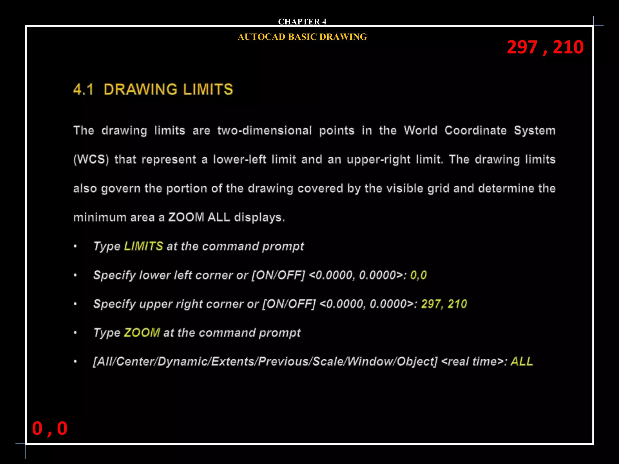





297 , 210
0 , 0
CHAPTER 4
AUTOCAD BASIC DRAWING
 
