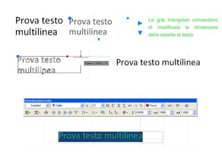 Le grip triangolari consentono
di modificare le dimensioni
della casella di testo.
 