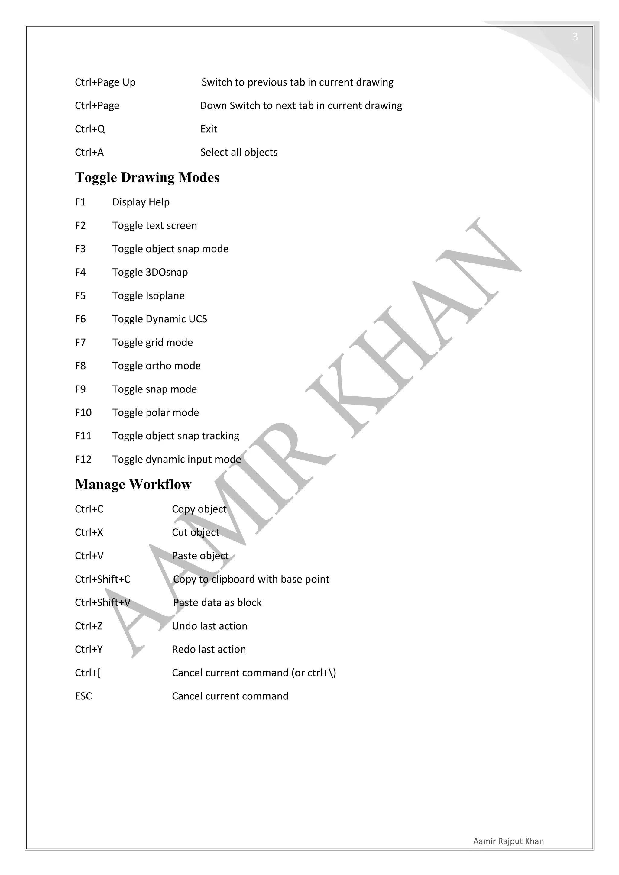 Auto cad shortcuts | PDF