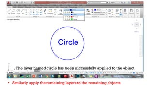 The layer named circle has been successfully applied to the object
• Similarly apply the remaining layers to the remaining objects
 