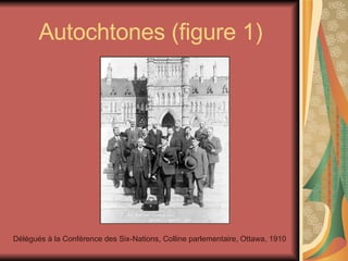 Autochtones (figure 1) Délégués à la Conférence des Six-Nations, Colline parlementaire, Ottawa, 1910 