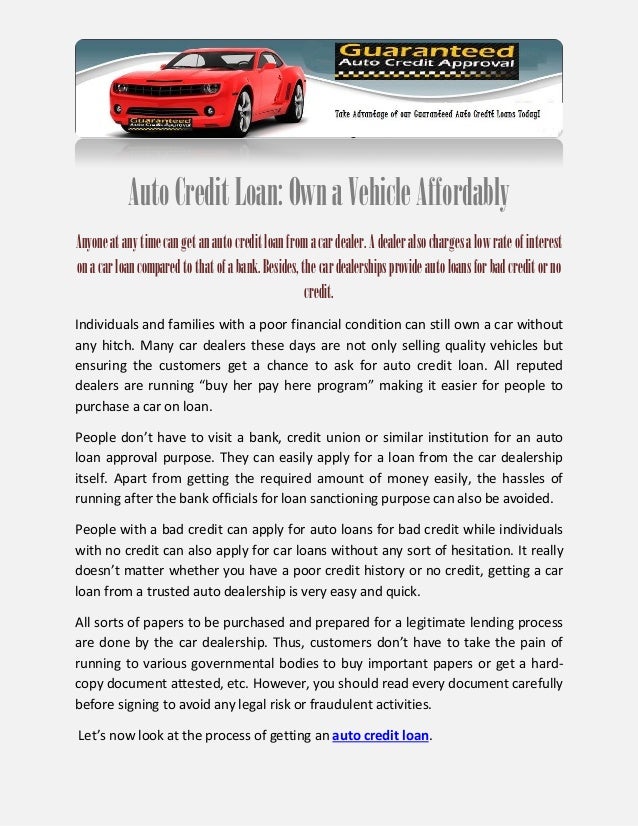 Guaranteed Auto Loan Dealerships >> Auto Credit Loan Own A Vehicle Affordably Guaranteed Auto Loan Dealerships >> Auto Credit Loan Own A Vehicle Affordably