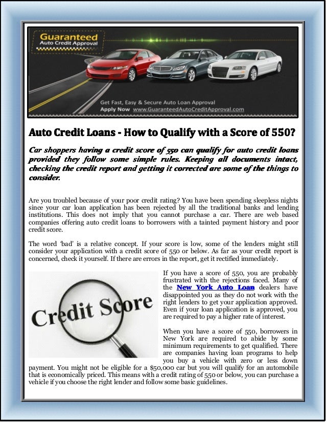 can i get an auto loan with a 550 credit score