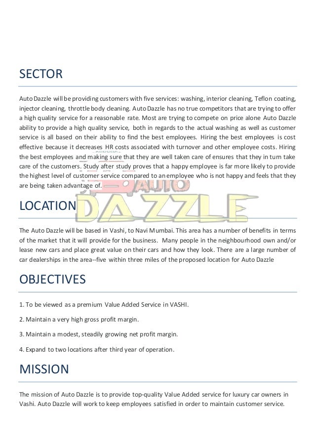 Business Plan for Car Wash - Auto dazzle