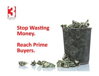 Stop	Was)ng	
Money.	
Reach	Prime	
Buyers.	
 