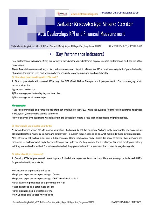 auto dealerships kpi and financial measurement and indian auto sales