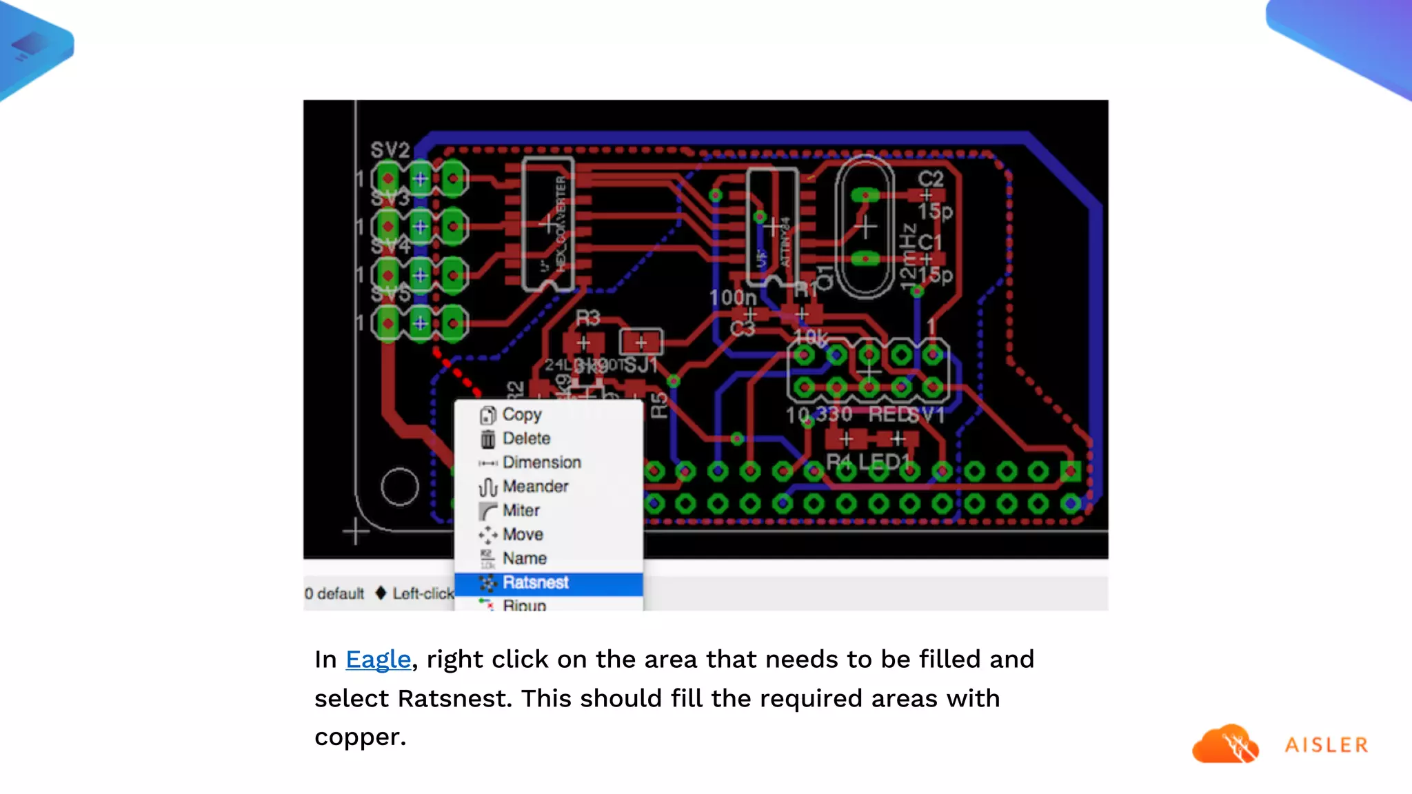 In Eagle, right click on the area that needs to be filled and
select Ratsnest. This should fill the required areas with
copper.
 