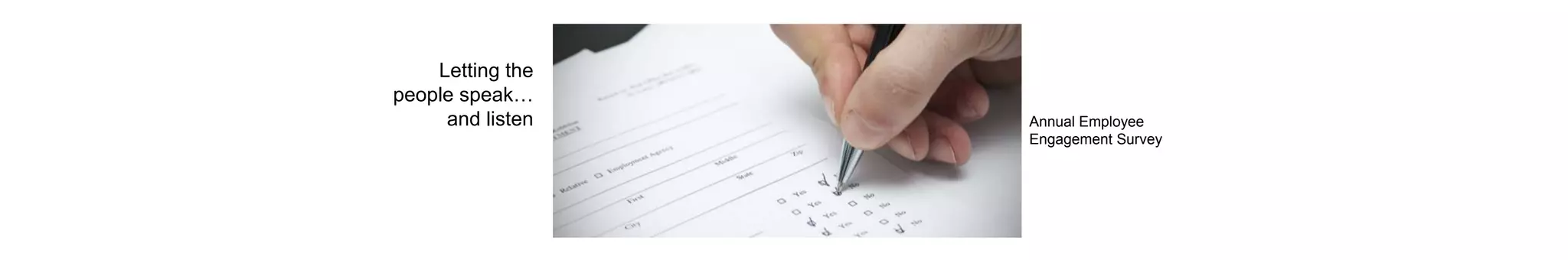 Letting the
people speak…
and listen Annual Employee
Engagement Survey
 