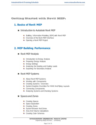 Revit Training.pdf Autodesk REVIT Training Schedule | PDF