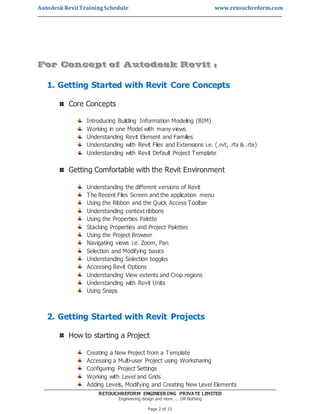 Revit Training.pdf Autodesk REVIT Training Schedule | PDF