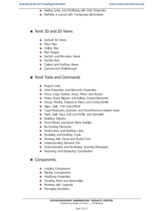Revit Training.pdf Autodesk REVIT Training Schedule | PDF