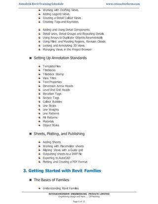 Revit Training.pdf Autodesk REVIT Training Schedule | PDF