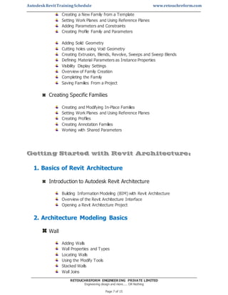 Revit Training.pdf Autodesk REVIT Training Schedule | PDF