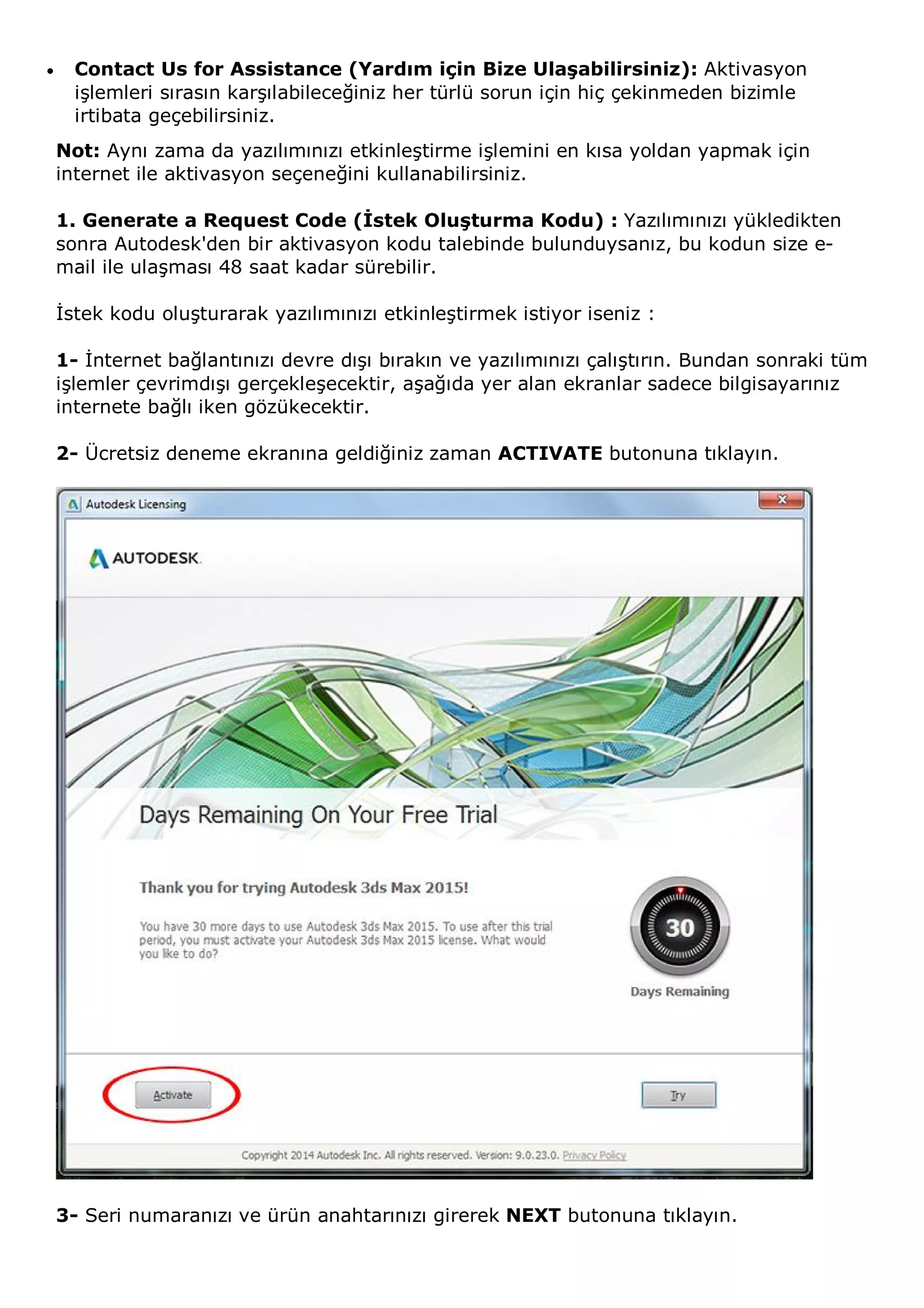Autodesk Request Code Autodesk ürünlerinizin manuel aktivasyon yapılması | PDF