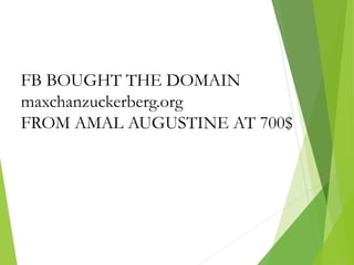 FB BOUGHT THE DOMAIN
maxchanzuckerberg.org
FROM AMAL AUGUSTINE AT 700$
 