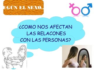 SEGÚN EL SEXO....

¿COMO NOS AFECTAN
LAS RELACONES
CON LAS PERSONAS?

 