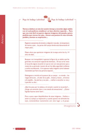 80
P R O M O C I Ó N D E L A S A L U D PA R A PA D R E S : M e t o d o l o g í a y m a t e r i a l e d u c a t i v o
Segunda Unidad CIDE / MINSAL
Anexo
Imaginería
 