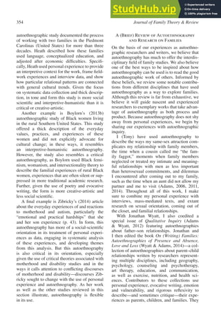 Autoethnography And Family Research | PDF | Parenting | Family and ...