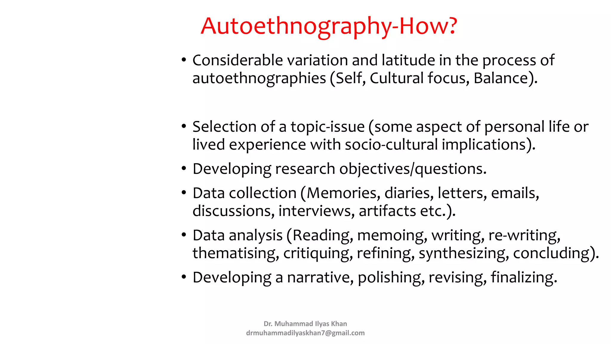 Autoethnography as a research method | PPTX