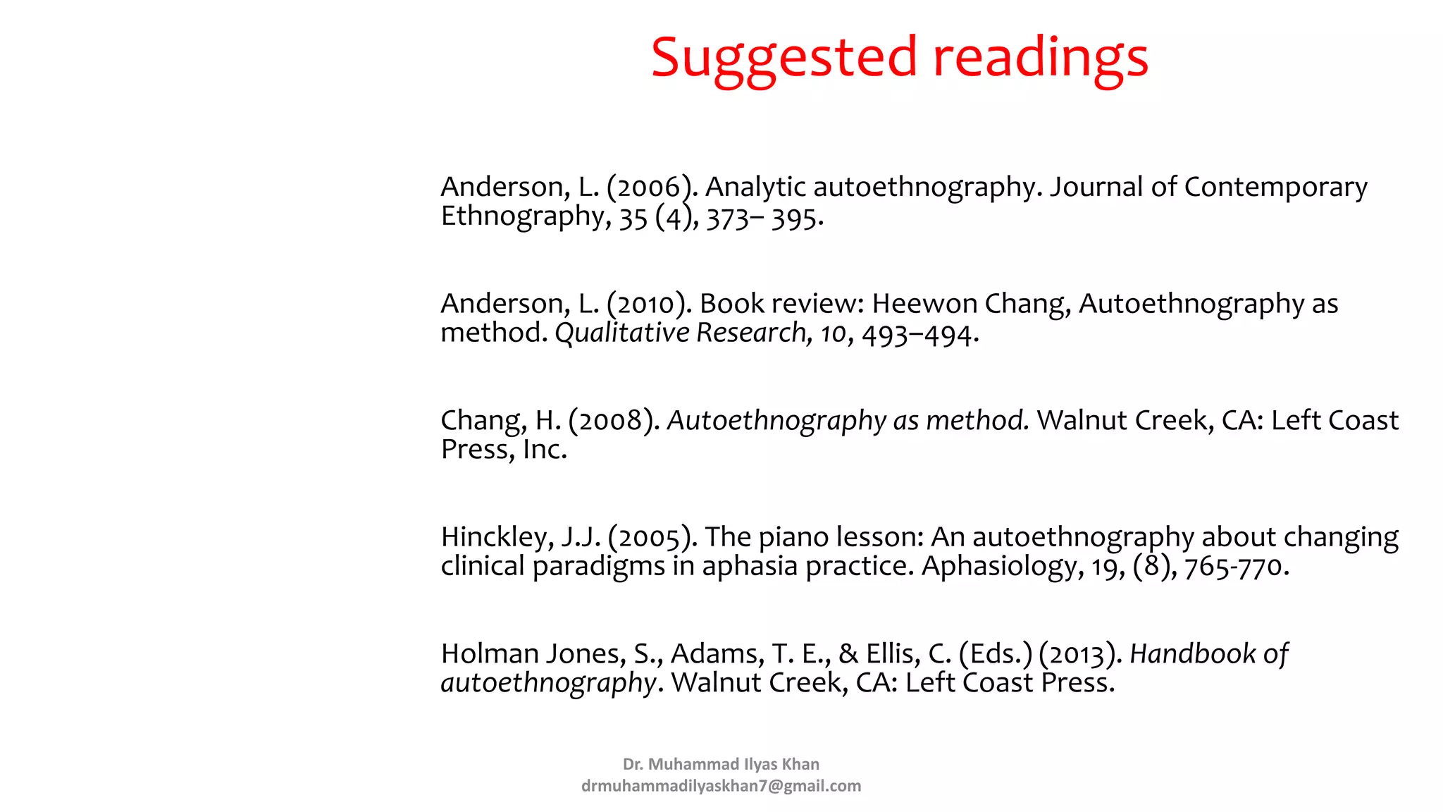 Autoethnography as a research method | PPTX