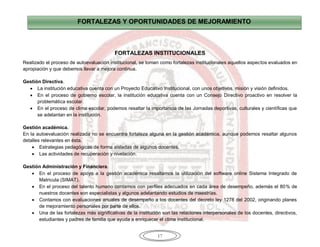 FORTALEZAS Y OPORTUNIDADES DE MEJORAMIENTO



                                          FORTALEZAS INSTITUCIONALES
Realiza...