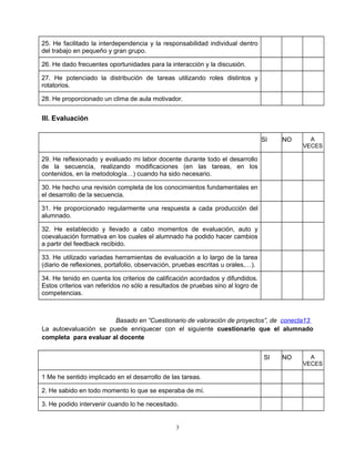25. He facilitado la interdependencia y la responsabilidad individual dentro
del trabajo en pequeño y gran grupo.
26. He d...