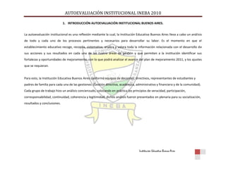Autoevaluación Institución Educativa Buenos aires 2010