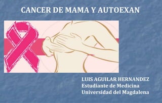 CANCER DE MAMA Y AUTOEXAN
LUIS AGUILAR HERNANDEZ
Estudiante de Medicina
Universidad del Magdalena
 
